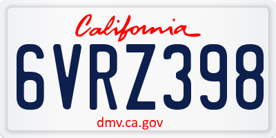 CA license plate 6VRZ398
