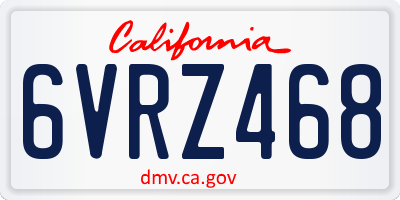 CA license plate 6VRZ468