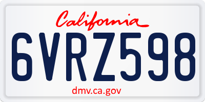 CA license plate 6VRZ598
