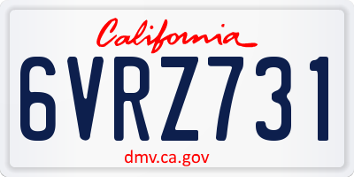 CA license plate 6VRZ731