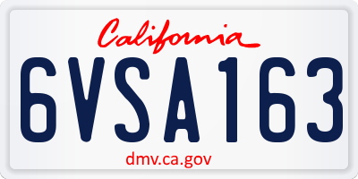 CA license plate 6VSA163