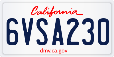 CA license plate 6VSA230