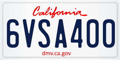 CA license plate 6VSA400