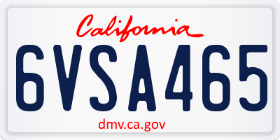 CA license plate 6VSA465