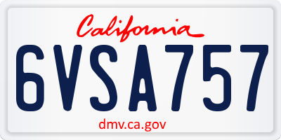 CA license plate 6VSA757