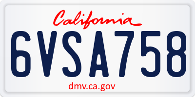 CA license plate 6VSA758