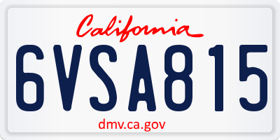 CA license plate 6VSA815