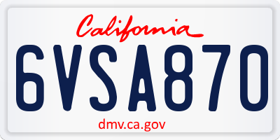 CA license plate 6VSA870