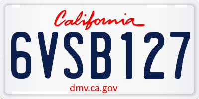 CA license plate 6VSB127