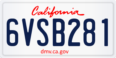 CA license plate 6VSB281