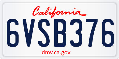 CA license plate 6VSB376