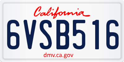 CA license plate 6VSB516