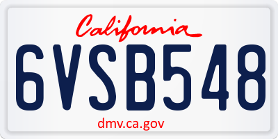CA license plate 6VSB548