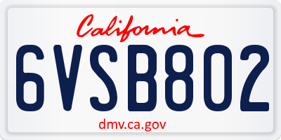 CA license plate 6VSB802
