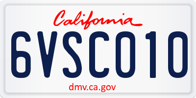 CA license plate 6VSC010