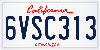 CA license plate 6VSC313