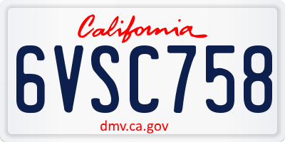 CA license plate 6VSC758