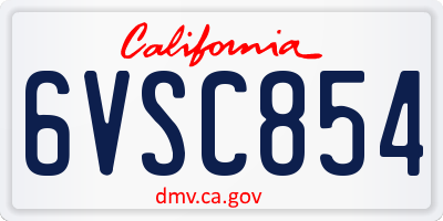 CA license plate 6VSC854