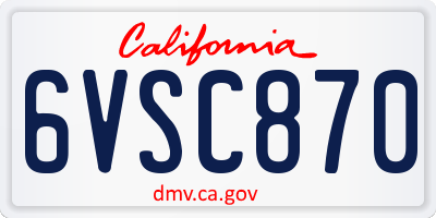 CA license plate 6VSC870