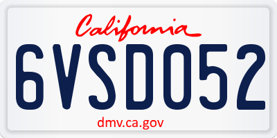 CA license plate 6VSD052