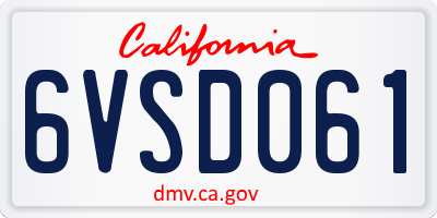 CA license plate 6VSD061