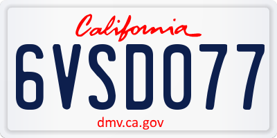 CA license plate 6VSD077