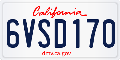 CA license plate 6VSD170