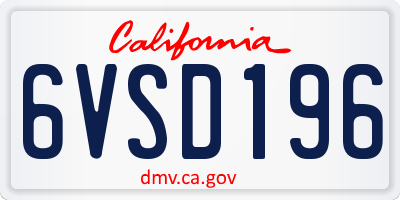 CA license plate 6VSD196