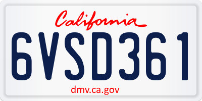 CA license plate 6VSD361