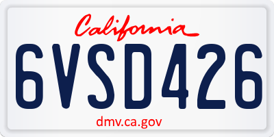 CA license plate 6VSD426