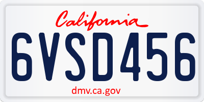 CA license plate 6VSD456