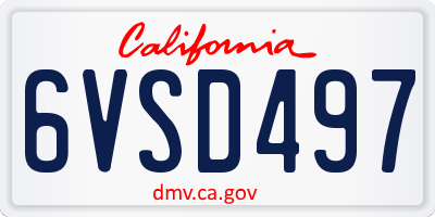 CA license plate 6VSD497