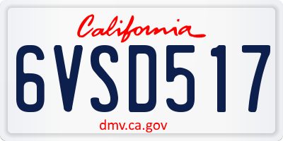CA license plate 6VSD517