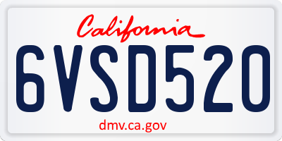 CA license plate 6VSD520
