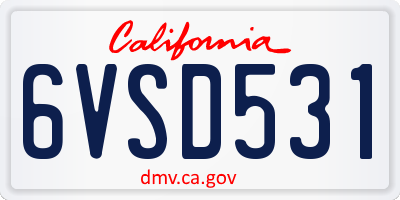 CA license plate 6VSD531