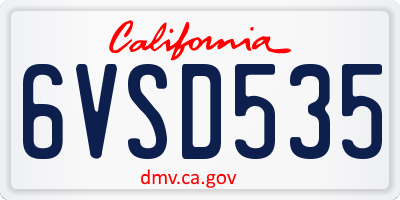 CA license plate 6VSD535
