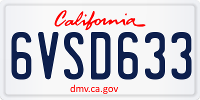 CA license plate 6VSD633