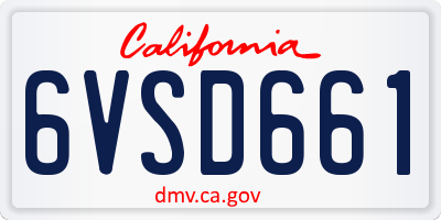 CA license plate 6VSD661