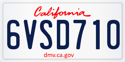 CA license plate 6VSD710
