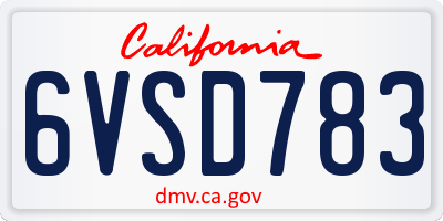 CA license plate 6VSD783