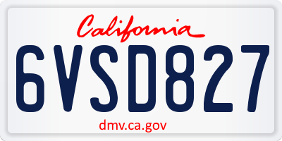 CA license plate 6VSD827