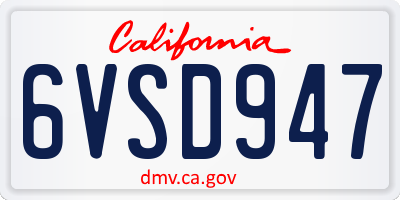 CA license plate 6VSD947