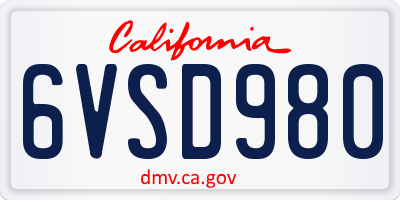 CA license plate 6VSD980