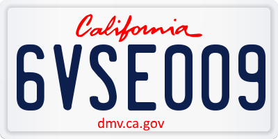 CA license plate 6VSE009