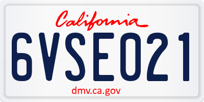 CA license plate 6VSE021