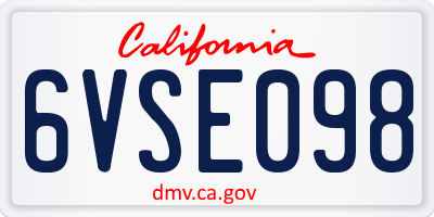 CA license plate 6VSE098