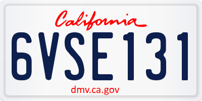 CA license plate 6VSE131