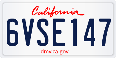 CA license plate 6VSE147