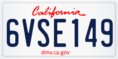 CA license plate 6VSE149