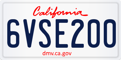 CA license plate 6VSE200